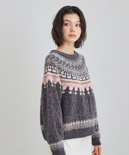 THE SHOP TK / ザ ショップ ティーケー ニット・セーター | 上品さと少しの遊び心を モール求心柄ニット | 詳細6