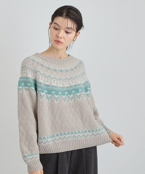 THE SHOP TK / ザ ショップ ティーケー ニット・セーター | 上品さと少しの遊び心を モール求心柄ニット | 詳細9