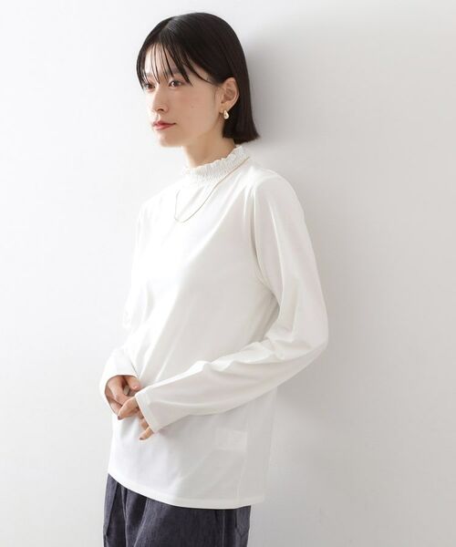 THE SHOP TK / ザ ショップ ティーケー カットソー | 【冬のレイヤードスタイルに/吸湿発熱】 シャーリングカットソー | 詳細1