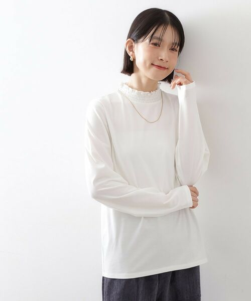 THE SHOP TK / ザ ショップ ティーケー カットソー | 【冬のレイヤードスタイルに/吸湿発熱】 シャーリングカットソー | 詳細2