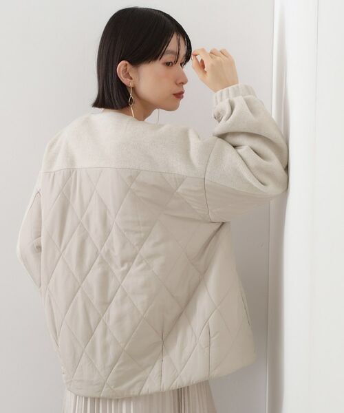 THE SHOP TK / ザ ショップ ティーケー ノーカラージャケット | 前後で印象が変わる ドッキングノーカラージャケット | 詳細10