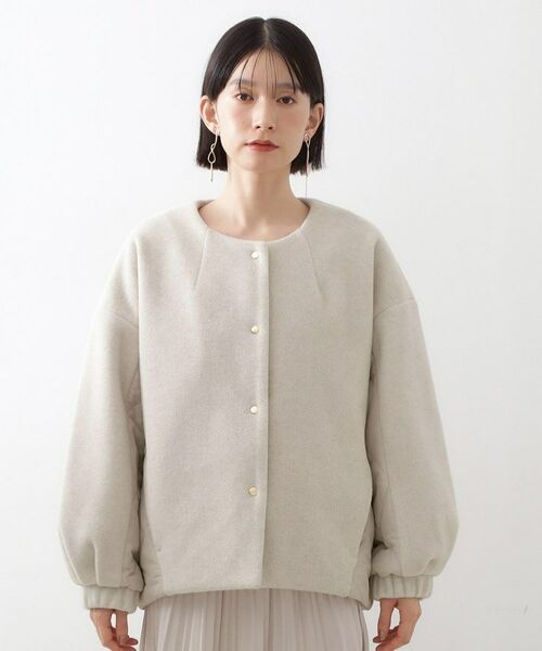 THE SHOP TK / ザ ショップ ティーケー ノーカラージャケット | 前後で印象が変わる ドッキングノーカラージャケット | 詳細13