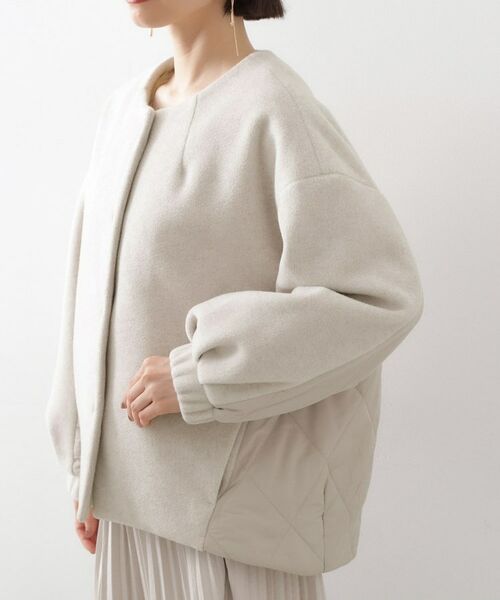 THE SHOP TK / ザ ショップ ティーケー ノーカラージャケット | 前後で印象が変わる ドッキングノーカラージャケット | 詳細17