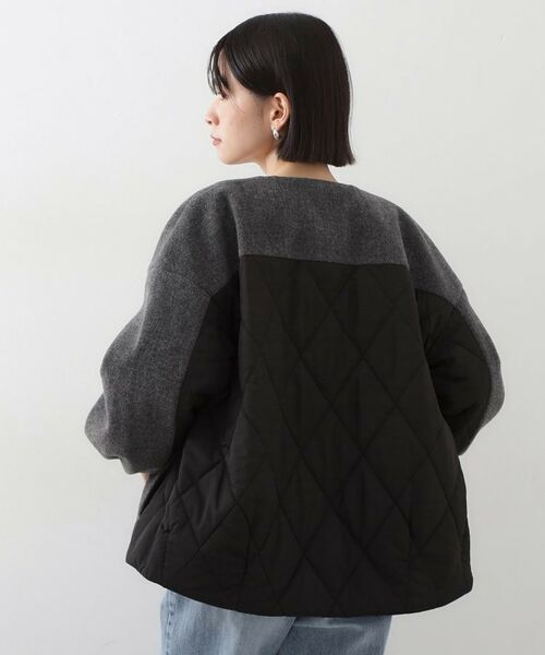 THE SHOP TK / ザ ショップ ティーケー ノーカラージャケット | 前後で印象が変わる ドッキングノーカラージャケット | 詳細2