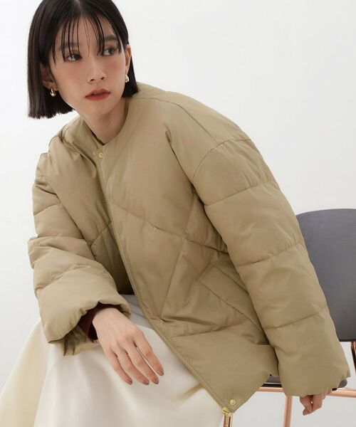 THE SHOP TK / ザ ショップ ティーケー その他アウター | きれいめにもカジュアルにも ノーカラーキルトジャケット(ベージュ(052))