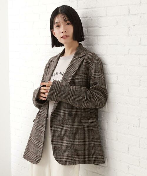 THE SHOP TK / ザ ショップ ティーケー テーラードジャケット | 【洗えるアウター】ヘリンボーン＆チェック柄ジャケット | 詳細1