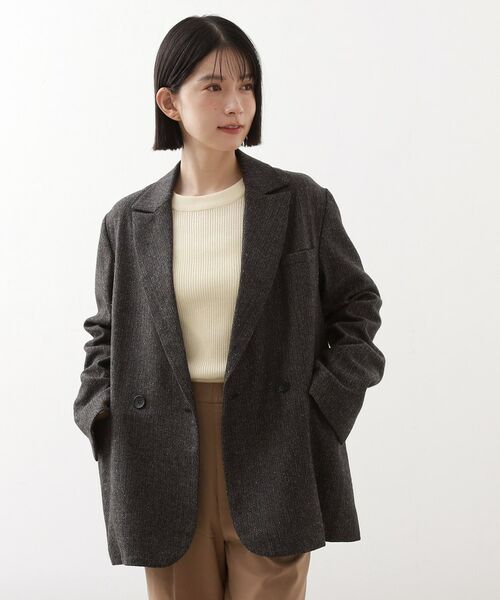 THE SHOP TK / ザ ショップ ティーケー テーラードジャケット | 【洗えるアウター】ヘリンボーン＆チェック柄ジャケット | 詳細6