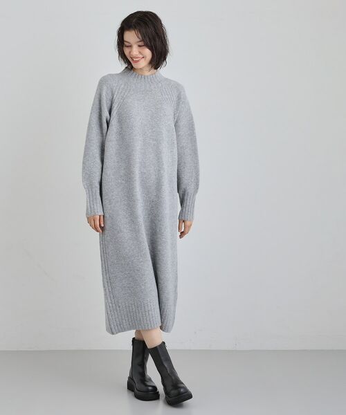 THE SHOP TK / ザ ショップ ティーケー ロング・マキシ丈ワンピース | ウール混杢調ハイネックワンピース | 詳細1