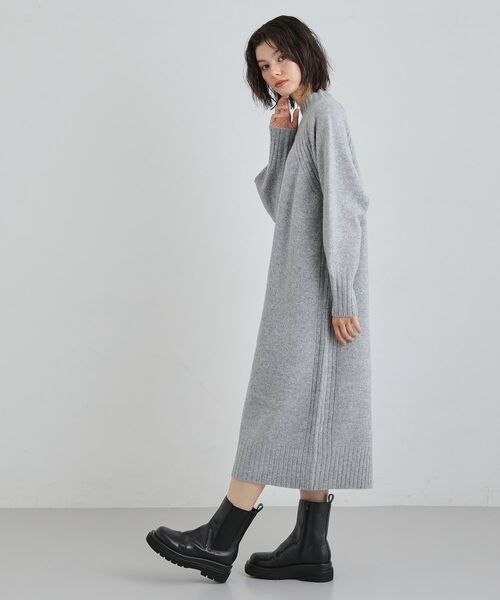 THE SHOP TK / ザ ショップ ティーケー ロング・マキシ丈ワンピース | ウール混杢調ハイネックワンピース | 詳細2