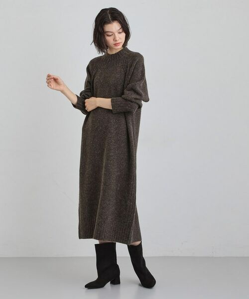 THE SHOP TK / ザ ショップ ティーケー ロング・マキシ丈ワンピース | ウール混杢調ハイネックワンピース | 詳細5