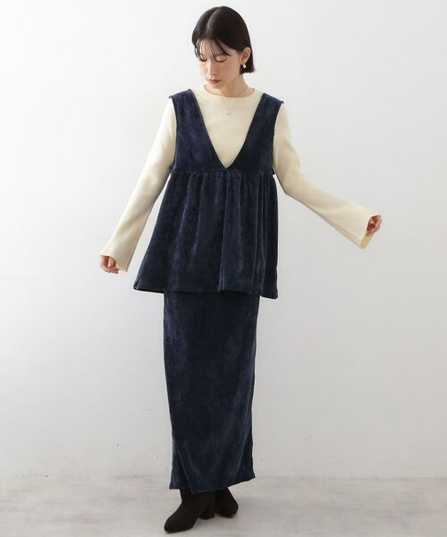 THE SHOP TK/ザ ショップ ティーケー ベロアセットアップ ネイビー(094) 13(L) THE SHOP TK/ザ ショップ ティーケー ベロアセットアップ ネイビー(094) 13(L)