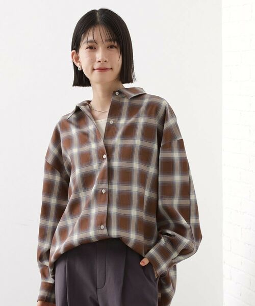 THE SHOP TK / ザ ショップ ティーケー シャツ・ブラウス | 【即戦力/軽羽織】チェックドルマンシャツ | 詳細5