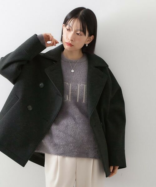 THE SHOP TK / ザ ショップ ティーケー ピーコート | 柔らかで大人上品 ジャージメルトンPコート | 詳細1