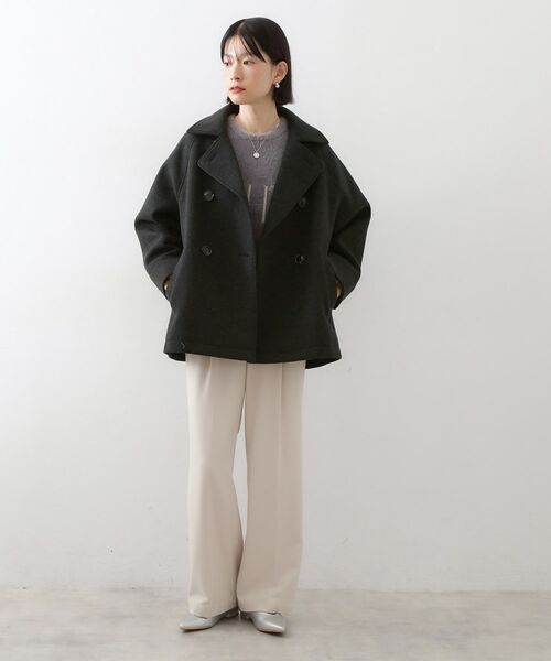 THE SHOP TK / ザ ショップ ティーケー ピーコート | 柔らかで大人上品 ジャージメルトンPコート | 詳細3