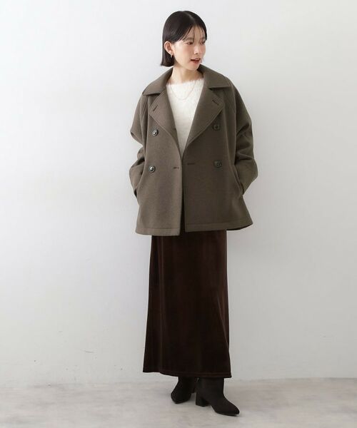 THE SHOP TK / ザ ショップ ティーケー ピーコート | 柔らかで大人上品 ジャージメルトンPコート | 詳細7