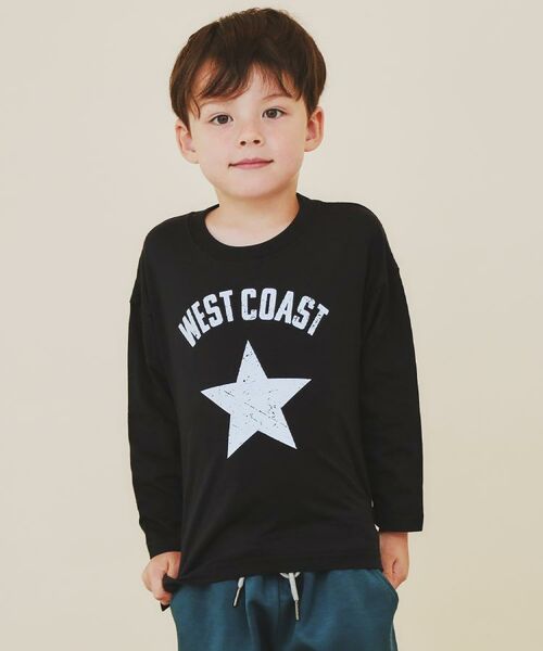 THE SHOP TK/ザ ショップ ティーケー 【110-160】プリント長袖Tシャツ ブラック(019) 11(110cm)