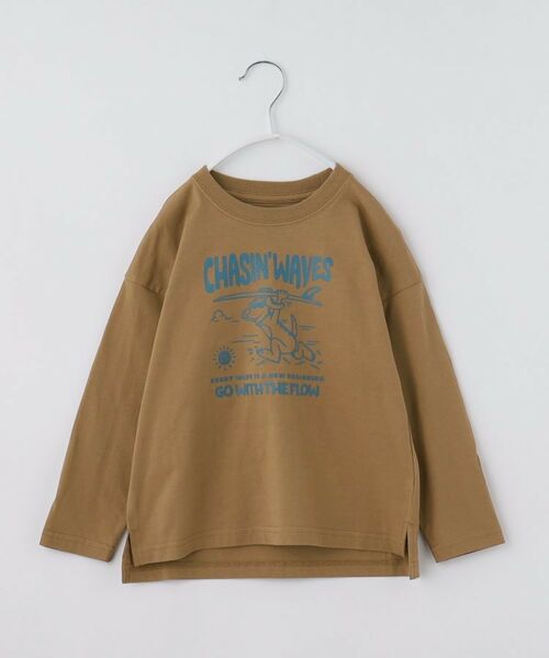THE SHOP TK/ザ ショップ ティーケー 【110-160】プリント長袖Tシャツ ピンクベージュ(153) 15(150cm)