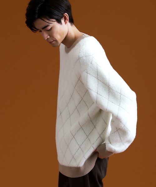 THE SHOP TK / ザ ショップ ティーケー ニット・セーター | 【ふんわり心地いい肌触り】 ダイヤ柄シャギーニット | 詳細8