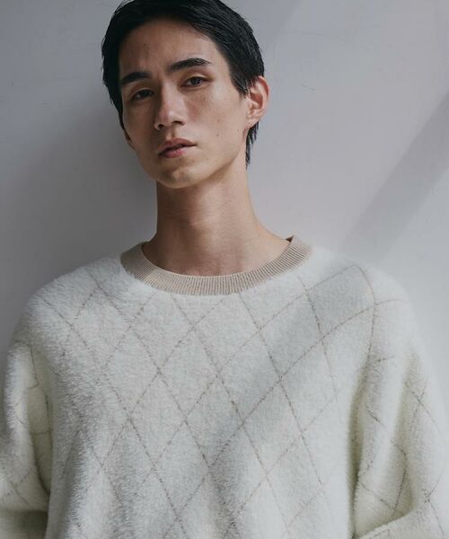 THE SHOP TK / ザ ショップ ティーケー ニット・セーター | 【ふんわり心地いい肌触り】 ダイヤ柄シャギーニット(オフホワイト(203))