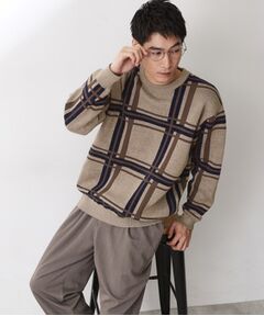 THE SHOP TK / ザ ショップ ティーケー ニット・セーター | チェックジャカードニット【洗濯機OK】