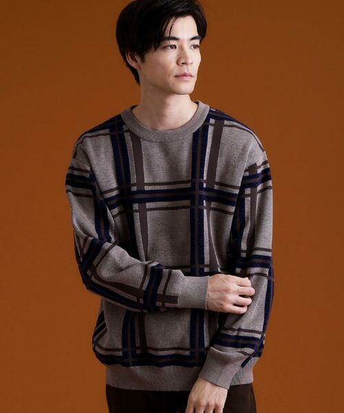 THE SHOP TK / ザ ショップ ティーケー ニット・セーター | チェックジャカードニット【洗濯機OK】 | 詳細4