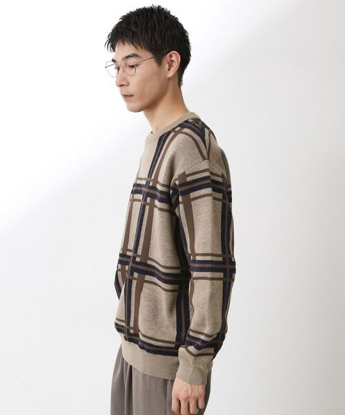 THE SHOP TK / ザ ショップ ティーケー ニット・セーター | チェックジャカードニット【洗濯機OK】 | 詳細9