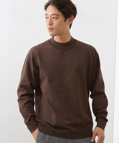 THE SHOP TK/ザ ショップ ティーケー 【冬のビジネスシーンに最適】モックネックニット ブラウン(044) 02(M) THE SHOP TK/ザ ショップ ティーケー 【冬のビジネスシーンに最適】モックネックニット ブラウン(044) 02(M)