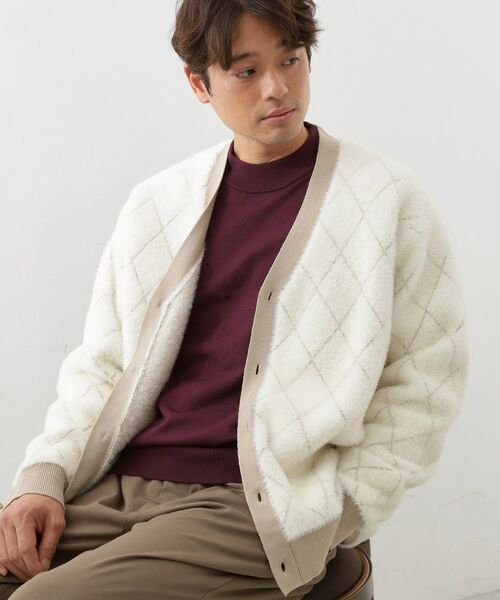 THE SHOP TK / ザ ショップ ティーケー カーディガン・ボレロ | 配色シャギーニットカーディガン ユニセックスでおすすめ!(オフホワイト(203))