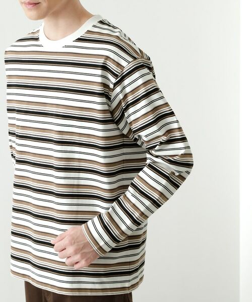 THE SHOP TK / ザ ショップ ティーケー カットソー | ランダムボーダー長袖タフTシャツ 【洗濯機OK】 | 詳細13