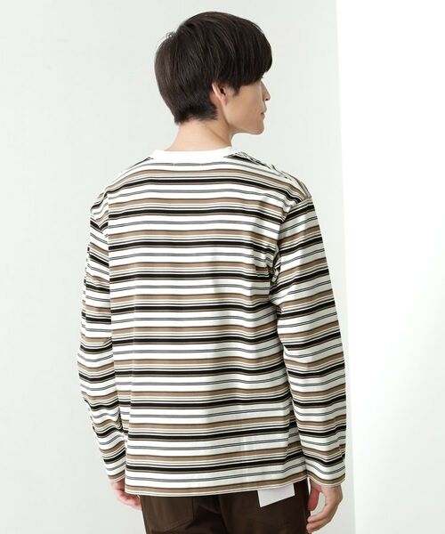 THE SHOP TK / ザ ショップ ティーケー カットソー | ランダムボーダー長袖タフTシャツ 【洗濯機OK】 | 詳細2