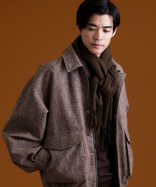 THE SHOP TK / ザ ショップ ティーケー レザーブルゾン・ジャケット | ツイードフライトビッグブルゾン 【洗濯機OK／セットアップ可】 | 詳細1