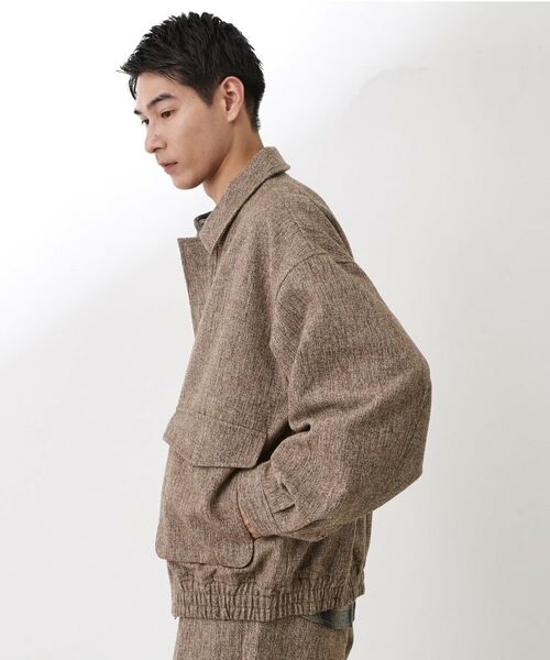 THE SHOP TK / ザ ショップ ティーケー レザーブルゾン・ジャケット | ツイードフライトビッグブルゾン 【洗濯機OK／セットアップ可】 | 詳細12