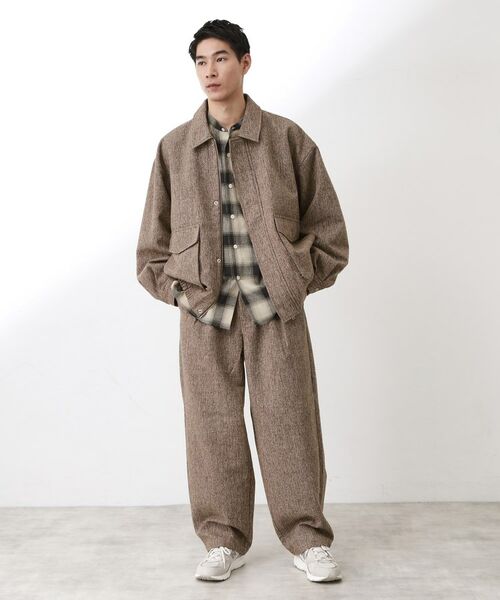 THE SHOP TK / ザ ショップ ティーケー レザーブルゾン・ジャケット | ツイードフライトビッグブルゾン 【洗濯機OK／セットアップ可】 | 詳細14