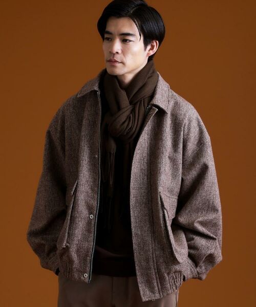 THE SHOP TK / ザ ショップ ティーケー レザーブルゾン・ジャケット | ツイードフライトビッグブルゾン 【洗濯機OK／セットアップ可】 | 詳細3