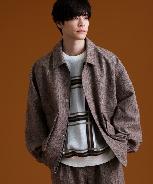 THE SHOP TK / ザ ショップ ティーケー レザーブルゾン・ジャケット | ツイードフライトビッグブルゾン 【洗濯機OK／セットアップ可】 | 詳細6