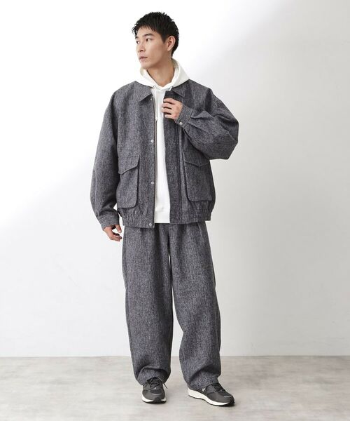 THE SHOP TK / ザ ショップ ティーケー レザーブルゾン・ジャケット | ツイードフライトビッグブルゾン 【洗濯機OK／セットアップ可】 | 詳細9