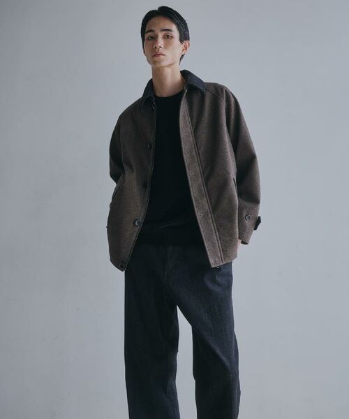 THE SHOP TK / ザ ショップ ティーケー レザーブルゾン・ジャケット | 2通りの着こなしができる ウーリック デッキブルゾン | 詳細1