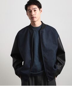 THE SHOP TK / ザ ショップ ティーケー レザーブルゾン・ジャケット | 【1ランク上の大人カジュアルに】異素材コンビ リブブルゾン