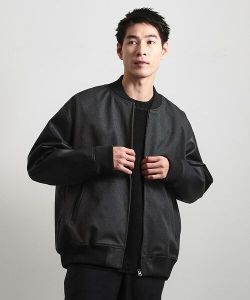THE SHOP TK / ザ ショップ ティーケー レザーブルゾン・ジャケット | 【1ランク上の大人カジュアルに】異素材コンビ リブブルゾン | 詳細1