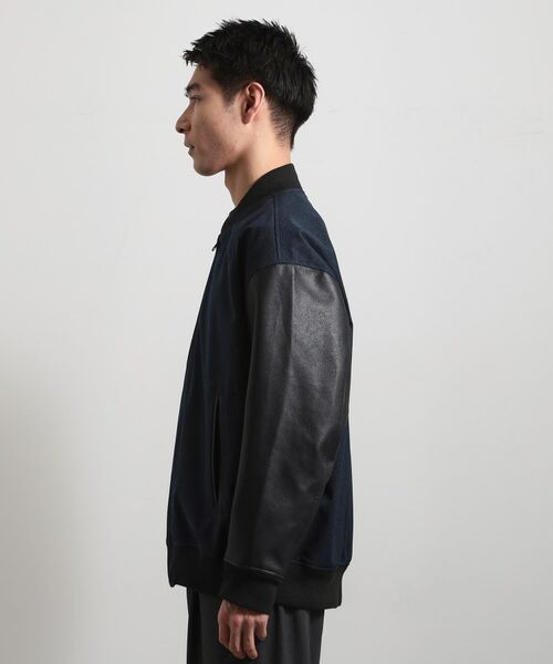 THE SHOP TK / ザ ショップ ティーケー レザーブルゾン・ジャケット | 【1ランク上の大人カジュアルに】異素材コンビ リブブルゾン | 詳細10