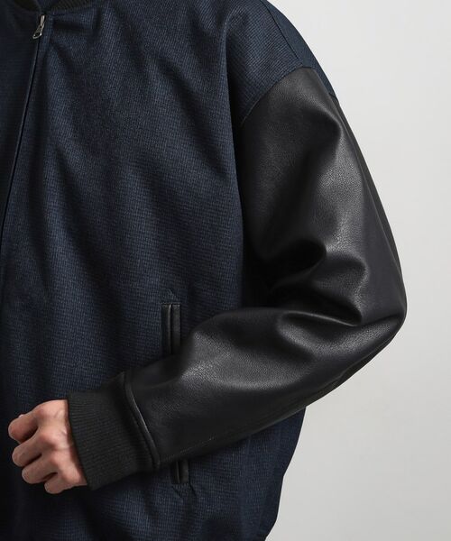 THE SHOP TK / ザ ショップ ティーケー レザーブルゾン・ジャケット | 【1ランク上の大人カジュアルに】異素材コンビ リブブルゾン | 詳細13