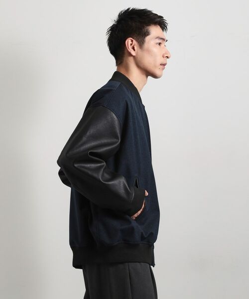 THE SHOP TK / ザ ショップ ティーケー レザーブルゾン・ジャケット | 【1ランク上の大人カジュアルに】異素材コンビ リブブルゾン | 詳細5