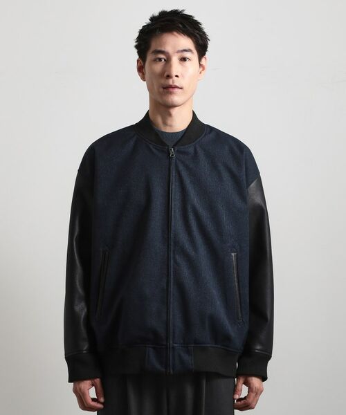 THE SHOP TK / ザ ショップ ティーケー レザーブルゾン・ジャケット | 【1ランク上の大人カジュアルに】異素材コンビ リブブルゾン | 詳細9
