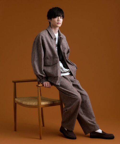 THE SHOP TK / ザ ショップ ティーケー パンツ | ツイードワイドパンツ 【洗濯機OK／セットアップ可】 | 詳細3