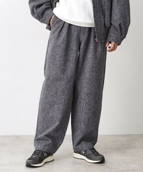 THE SHOP TK/ザ ショップ ティーケー ツイードワイドパンツ 【洗濯機OK/セットアップ可】 チャコールグレー(413) 04(LL)