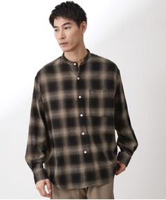 THE SHOP TK / ザ ショップ ティーケー シャツ・ブラウス | オンブレーチェックバンドカラーシャツ 【洗濯機OK】