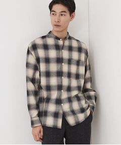 THE SHOP TK / ザ ショップ ティーケー シャツ・ブラウス | オンブレーチェックバンドカラーシャツ 【洗濯機OK】