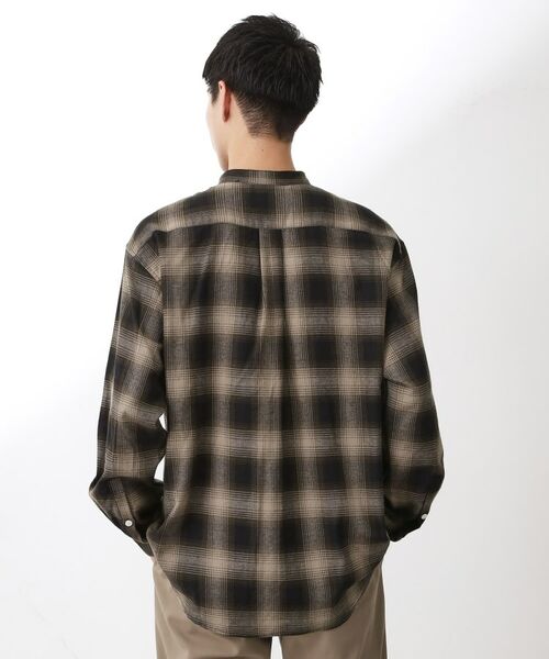 THE SHOP TK / ザ ショップ ティーケー シャツ・ブラウス | オンブレーチェックバンドカラーシャツ 【洗濯機OK】 | 詳細2