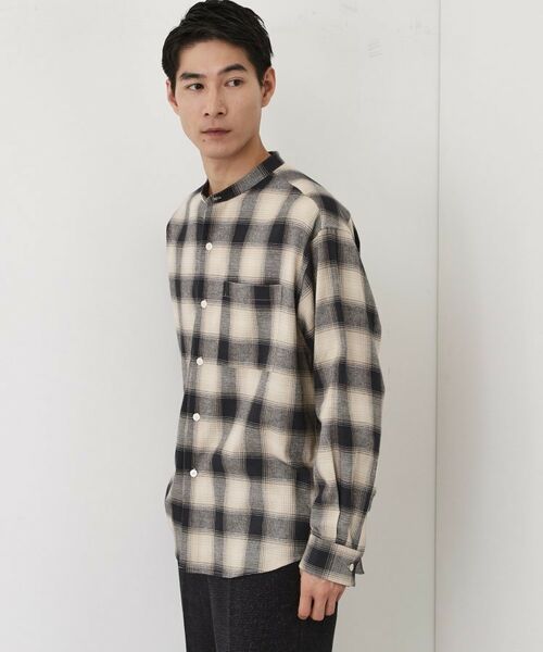 THE SHOP TK / ザ ショップ ティーケー シャツ・ブラウス | オンブレーチェックバンドカラーシャツ 【洗濯機OK】 | 詳細5