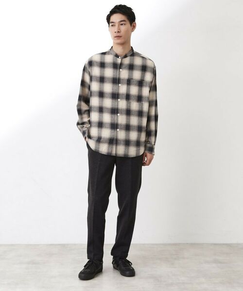 THE SHOP TK / ザ ショップ ティーケー シャツ・ブラウス | オンブレーチェックバンドカラーシャツ 【洗濯機OK】 | 詳細7